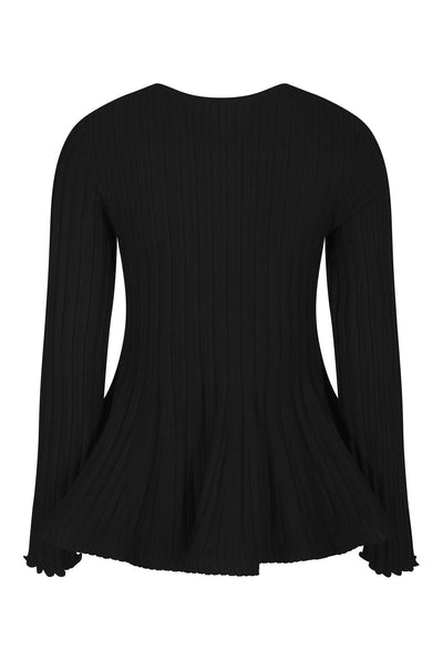 Wallina Peplum Knit Blouse Black - 170589 Thumbnail
