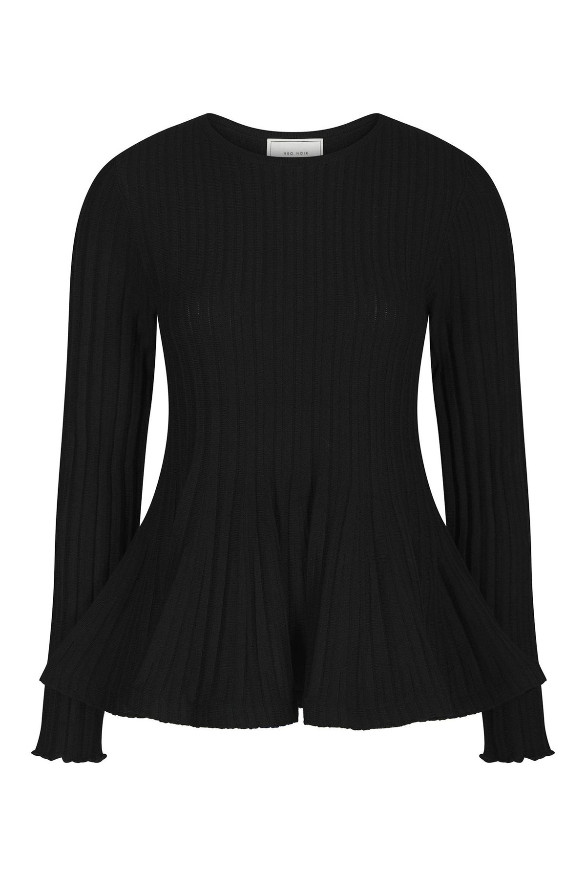 Wallina Peplum Knit Blouse Black - 170589