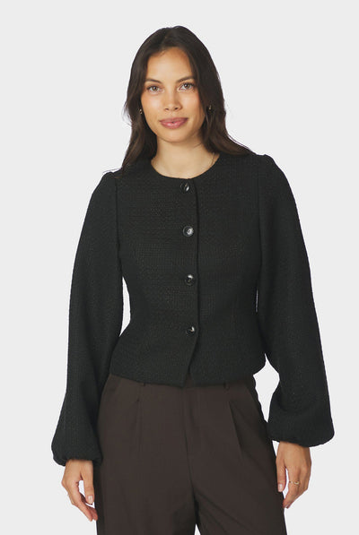 Junette Boucle Jacket Black - 170179 Thumbnail