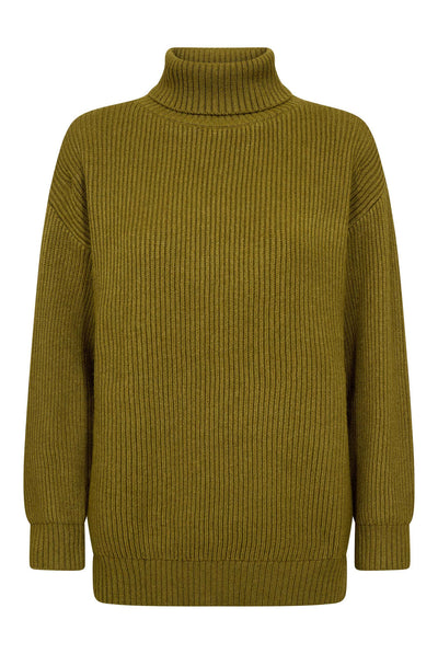 RowCC Rib Padded Roll-Neck Kni 60007-Fern Green - 500125 Thumbnail