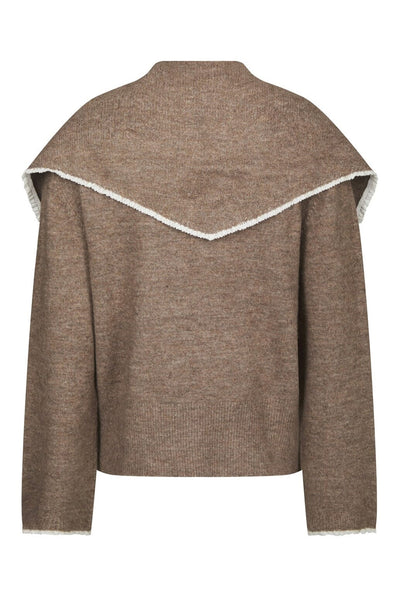 Eliska Scarf Knit Blouse Brown Melange - 170082 Thumbnail