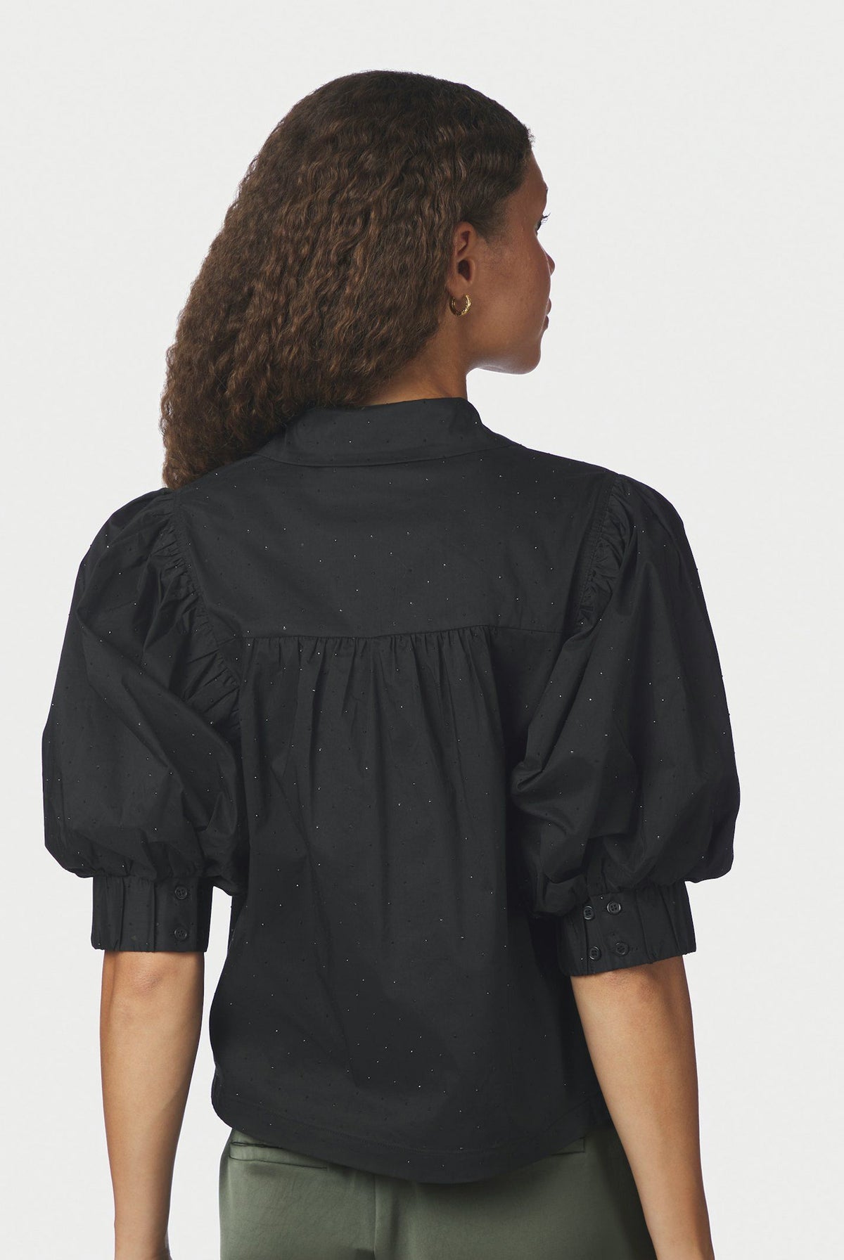 Etta Poplin Bedazz Shirt Black - 170771