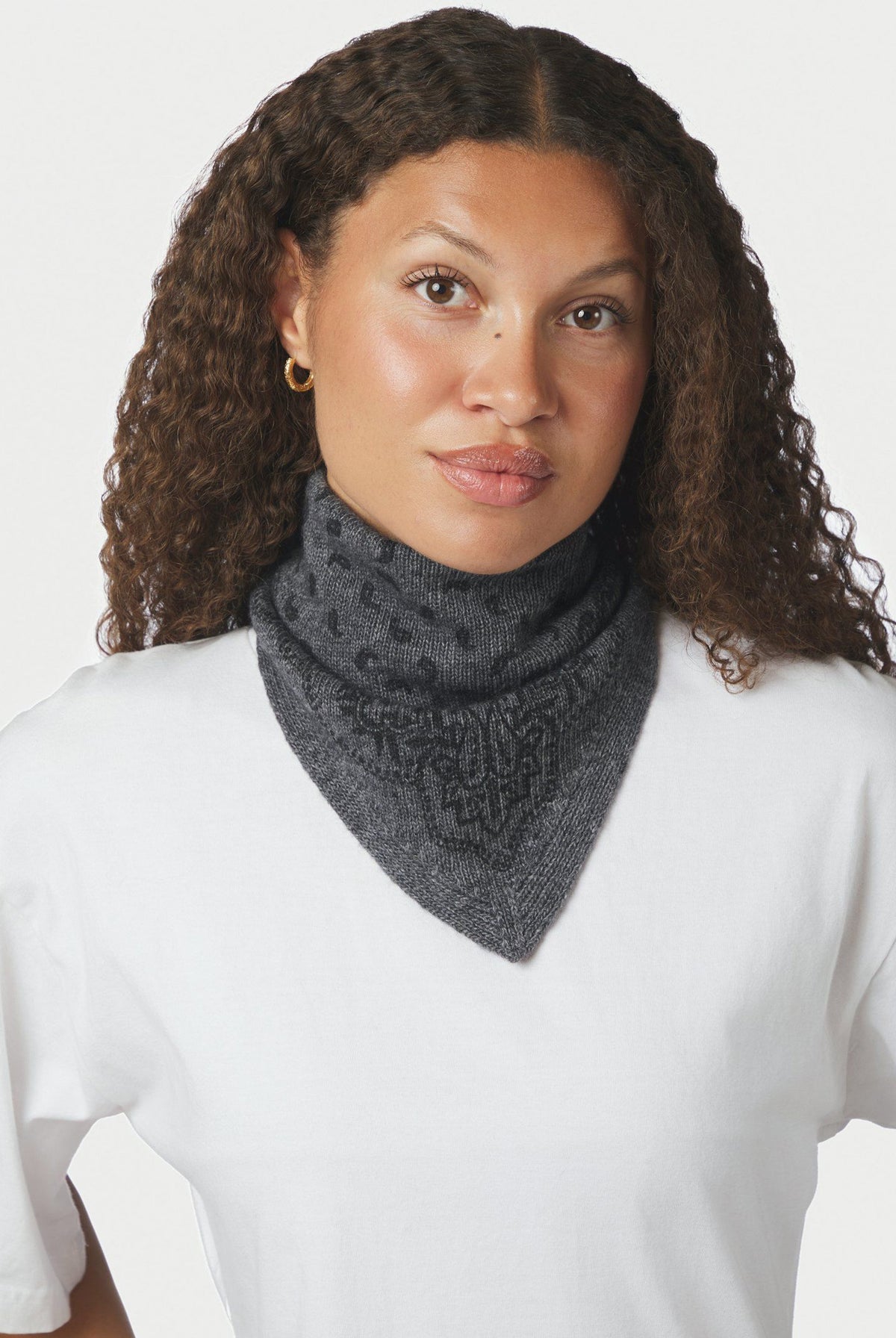 Ariya Paisley Knit Scarf Antracit Melange - 171220