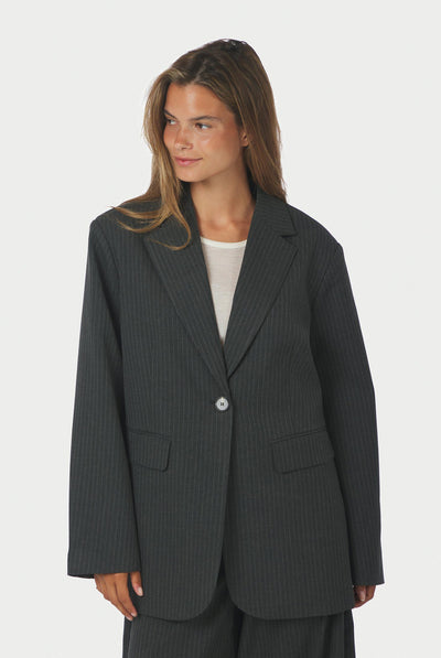 Aarielle Slim Pinstripe Blazer Dark grey melange - 171088 Thumbnail