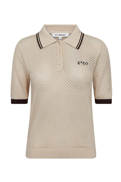 LueCC Pointelle Polo Knit 199-Bone - 42020 Thumbnail