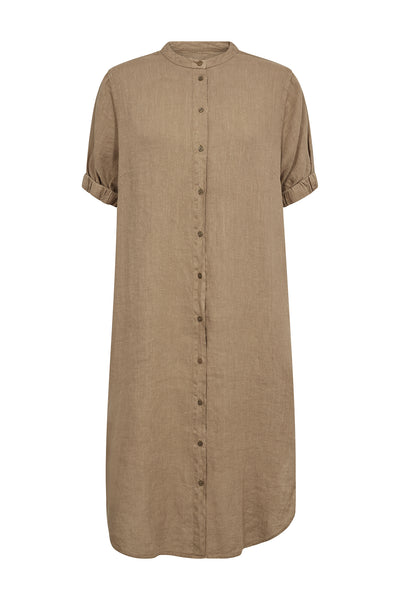 MMArleth SS Linen Dress Petrified Oak - 177990 Thumbnail
