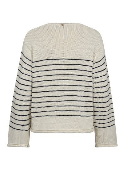 MMBine LS V-Neck Stripe Knit ECRU - 170690 Thumbnail