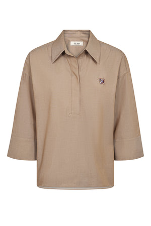 MMBritze Cam Cotton Blouse Dark Camel - 179320
