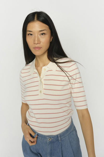 MMCaliz Stripe SS Knit Peachy - 176710 Thumbnail
