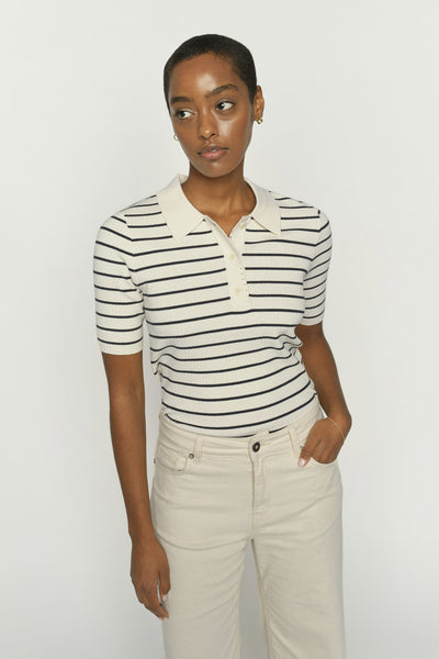 MMCaliz Stripe SS Knit Salute Navy - 176710 Thumbnail