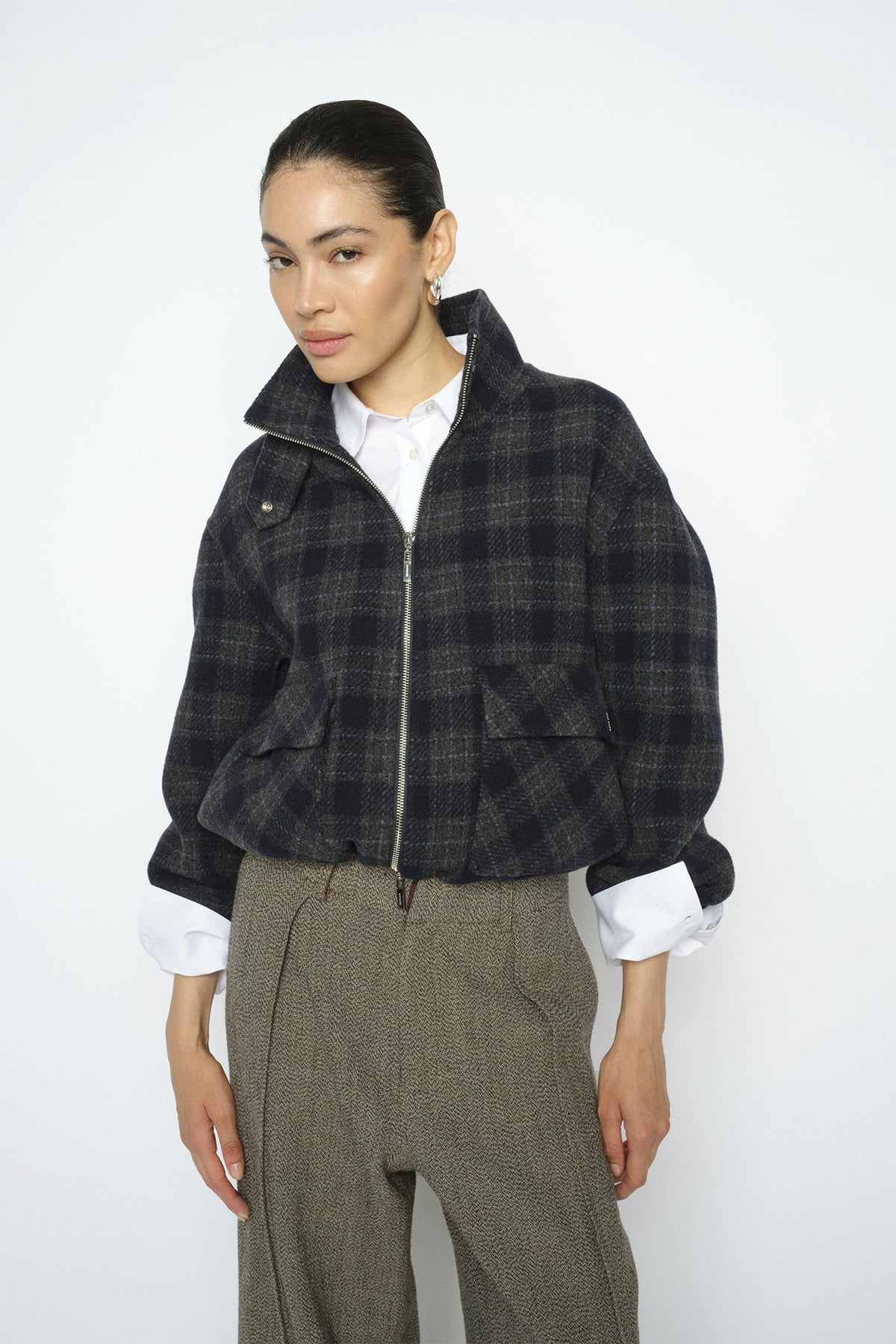 MMCamille Check Jacket Salute Navy - 181420