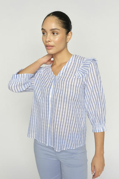 MMDebby Stripe Shirt Brunnera Blue - 177110 Thumbnail