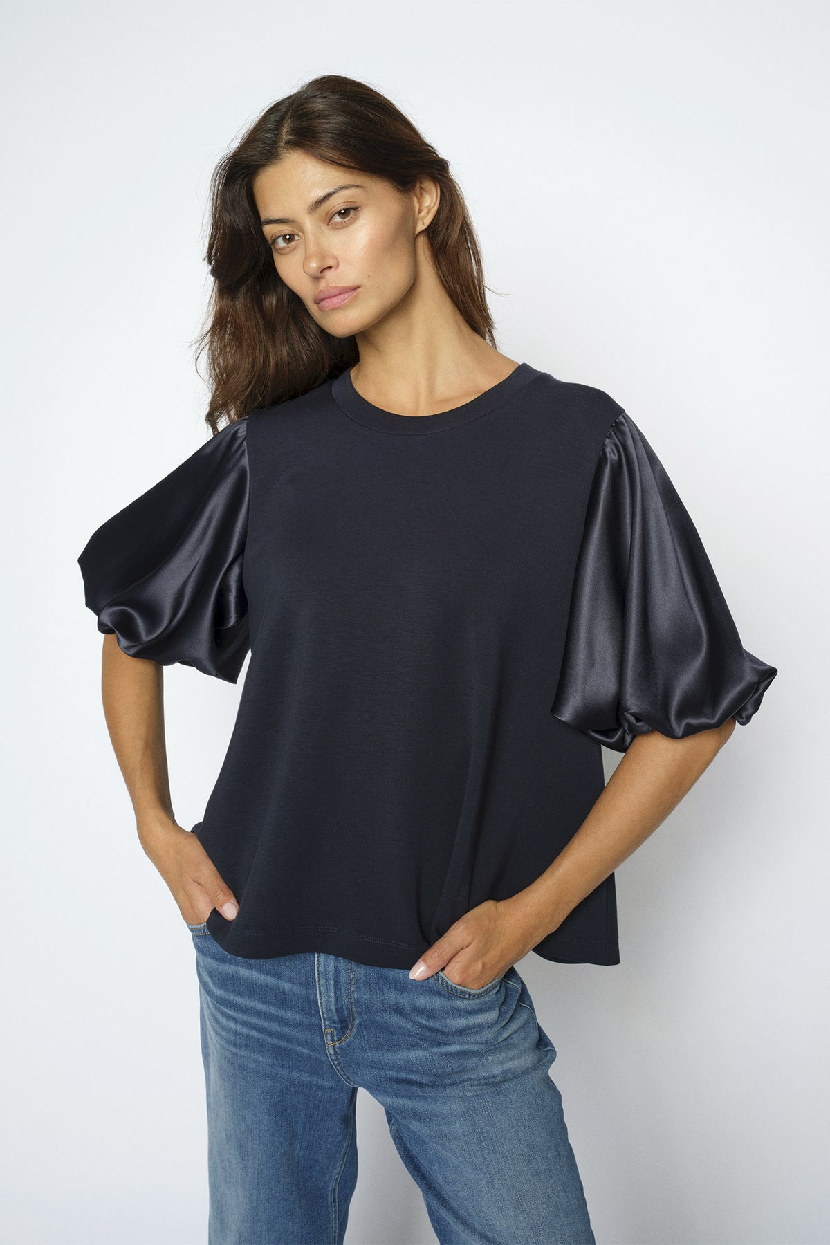 MMDuba O-SS Satin Sweatshirt Salute Navy - 180830