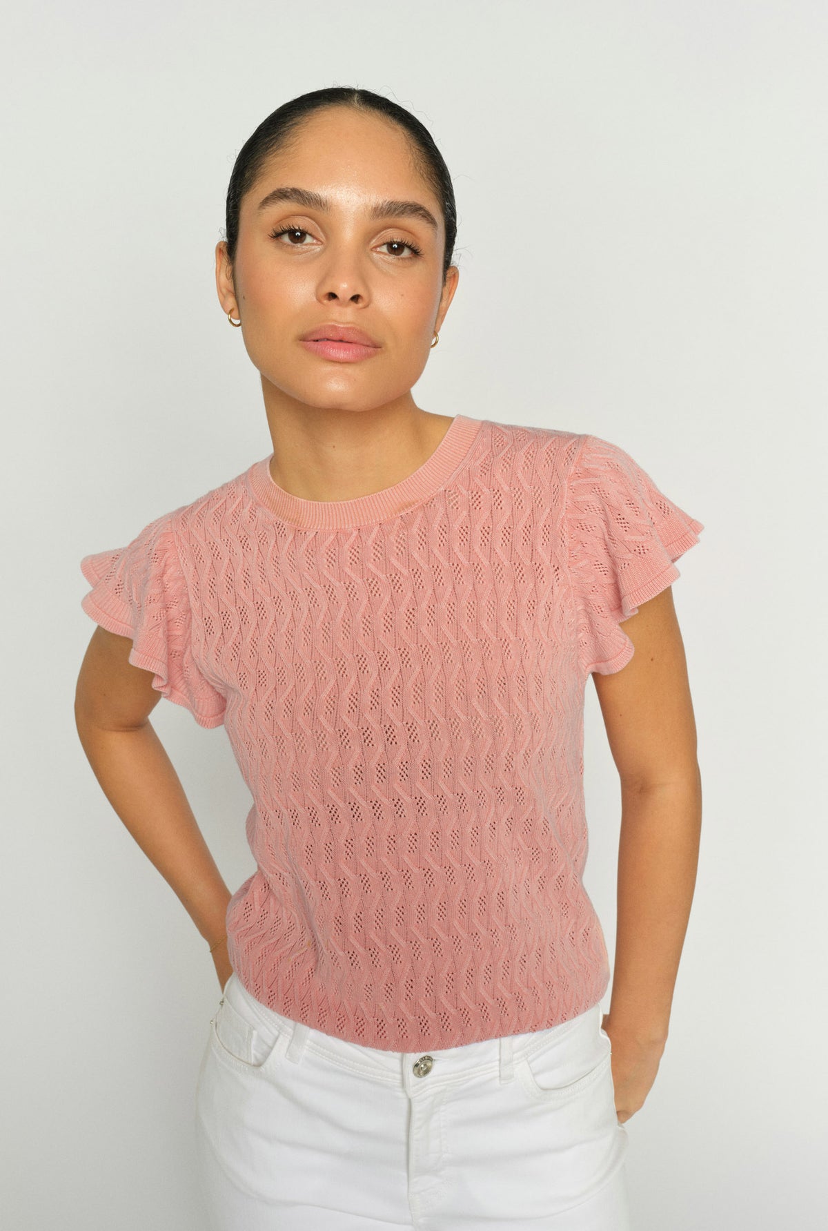 MMGanna Pattern O-Neck Knit To Peachy - 177580
