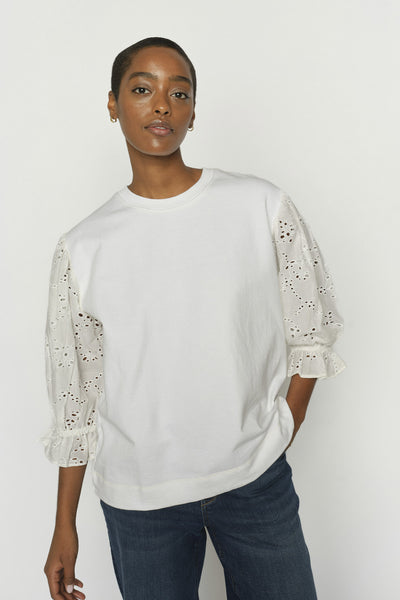 MMJaya 3/4 O-neck Sweatshirt White - 176850 Thumbnail