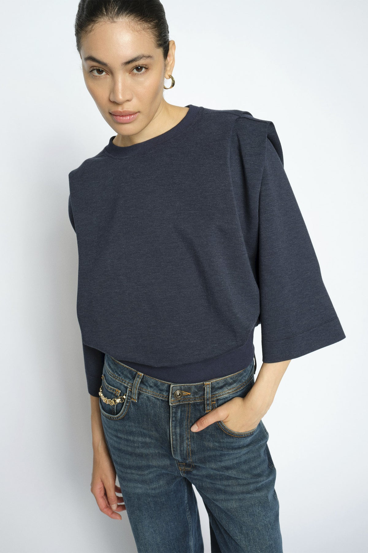 MMMae O-3/4 Sleeve Sweatshirt Salute Navy - 180790