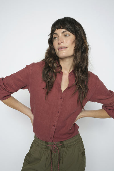 MMMartina Linen Shirt Cowhide - 178790 Thumbnail