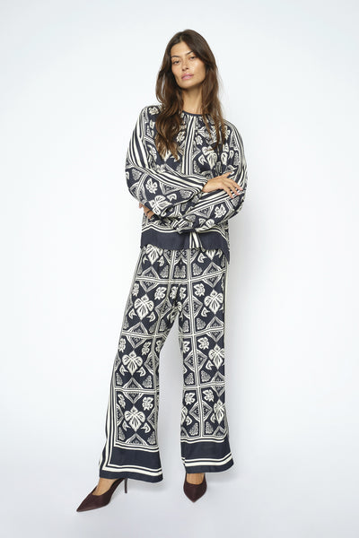 MMMeasa Linocut Pant Salute Navy - 181060 Thumbnail