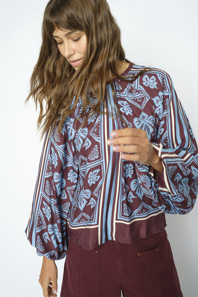MMMilkey Linocut Blouse Port Royale - 181040 Thumbnail