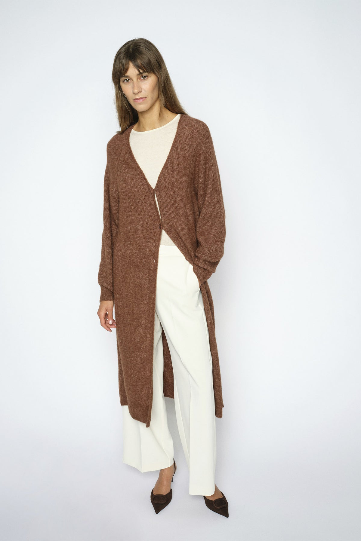 MMThora Longline Cardigan Downtown Brown - 182740