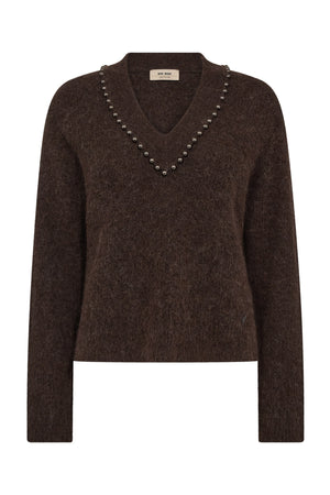 MMZora V-Neck Bead Knit Bracken - 176320