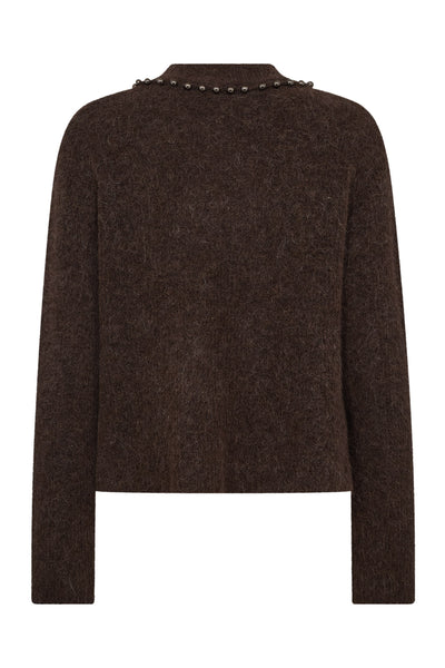 MMZora V-Neck Bead Knit Bracken - 176320 Thumbnail