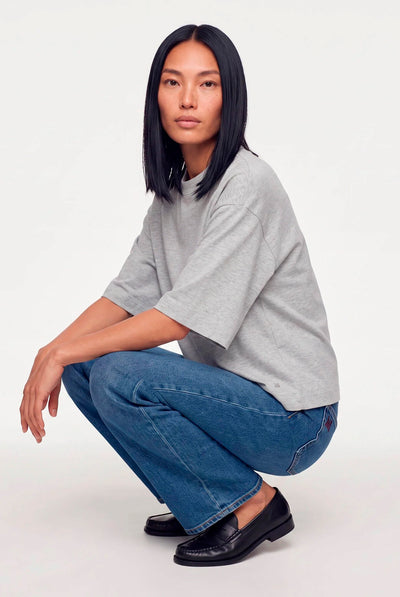 MMNatalie O-SS Boxy Tee Grey Melange - 183900 Thumbnail