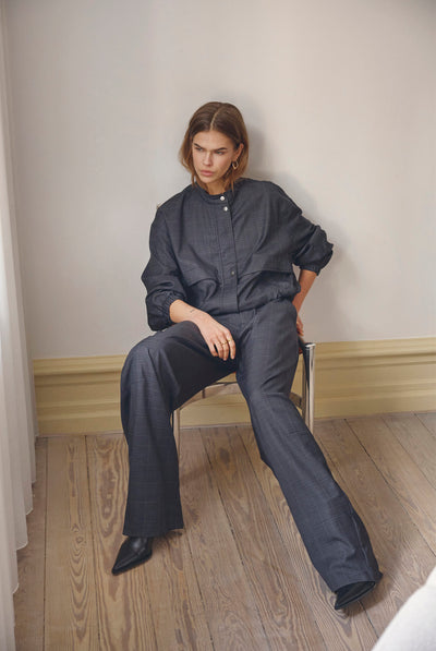 EloraCC Check Barrel Pant 65002-Dark Grey - 500307 Thumbnail