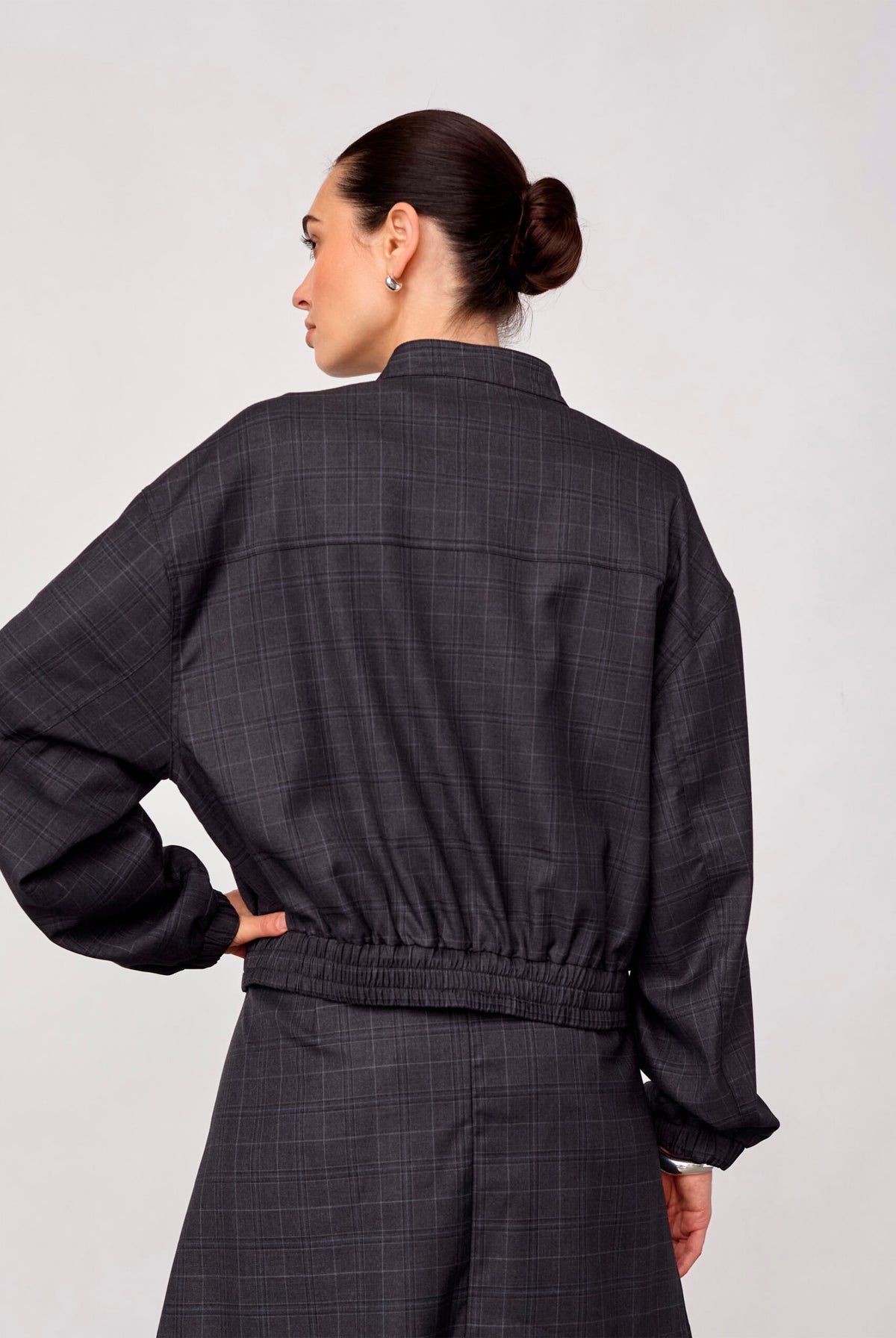 EloraCC Check Jacket 65002-Dark Grey - 500303