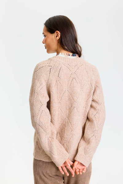 Ari knit cardigan Sand melange - 17236 Thumbnail