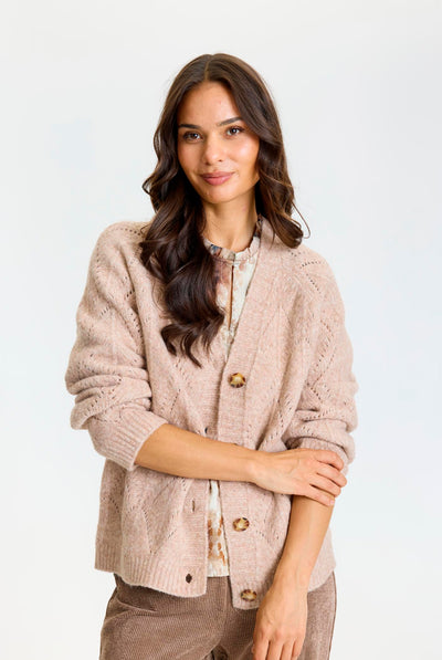 Ari knit cardigan Sand melange - 17236 Thumbnail