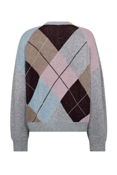 MajaCC Check V-Knit 139-Mid Grey - 32218 Thumbnail