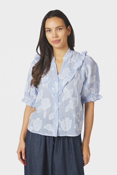 Manet Jacquard Blouse Light Blue - 168480 Thumbnail