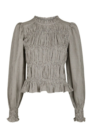 Marcia Check Blouse Dusty Brown - 166893