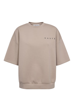 Maxi Split SS Logo Sweat Beige - HL10461