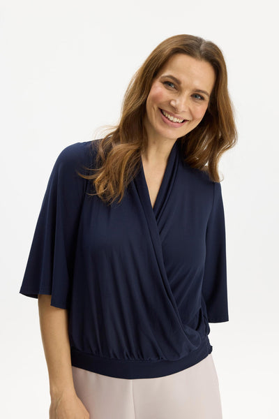 Meline blouse 3/4 sleeves Navy - 17114 Thumbnail