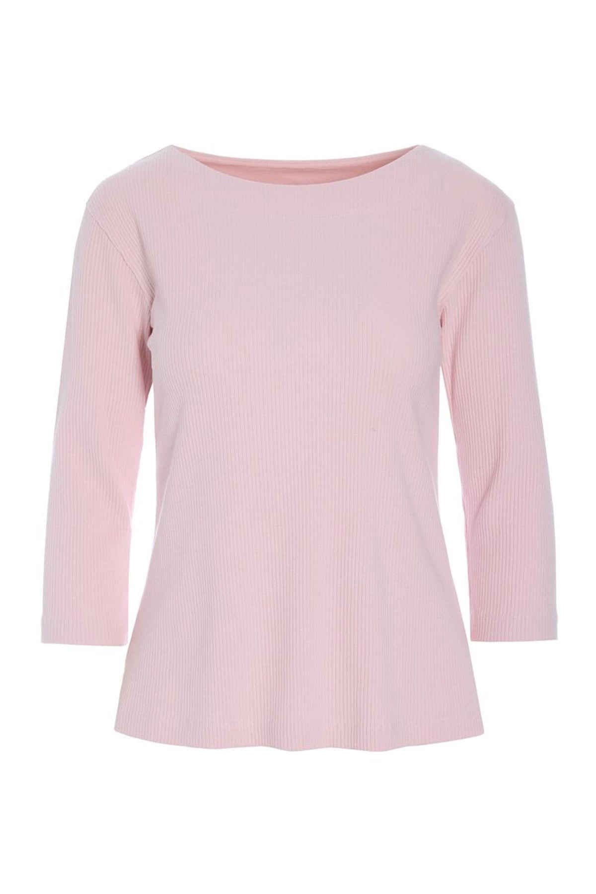 Naibu rib bluse med 3/4 Ærme CHALK PINK - 261-4079-5085