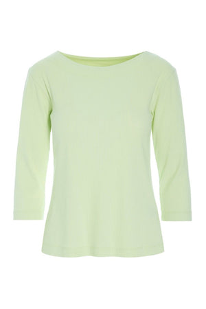 Naibu rib bluse med 3/4 Ærme LIME CREAM - 261-4079-5085