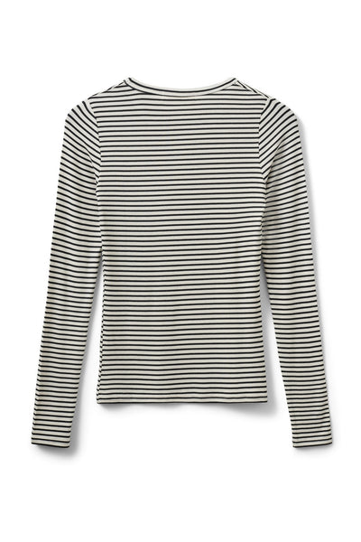 PETRICIASW STRIPE T-SHIRT LONG 1017 Black striped - SNOS704 Thumbnail