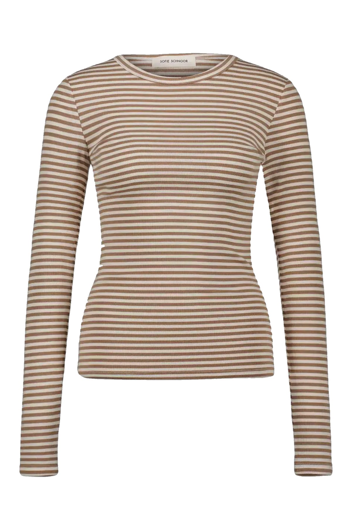 PETRICIASW STRIPE T-SHIRT LONG 7120 Beige Striped - SNOS704