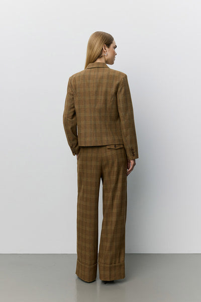 Poppysw Checked Fitted Blazer Maple Brown Check - S263210 Thumbnail