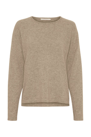 Pure Cashmere Pullover w. Boat Natural Brown - 500083