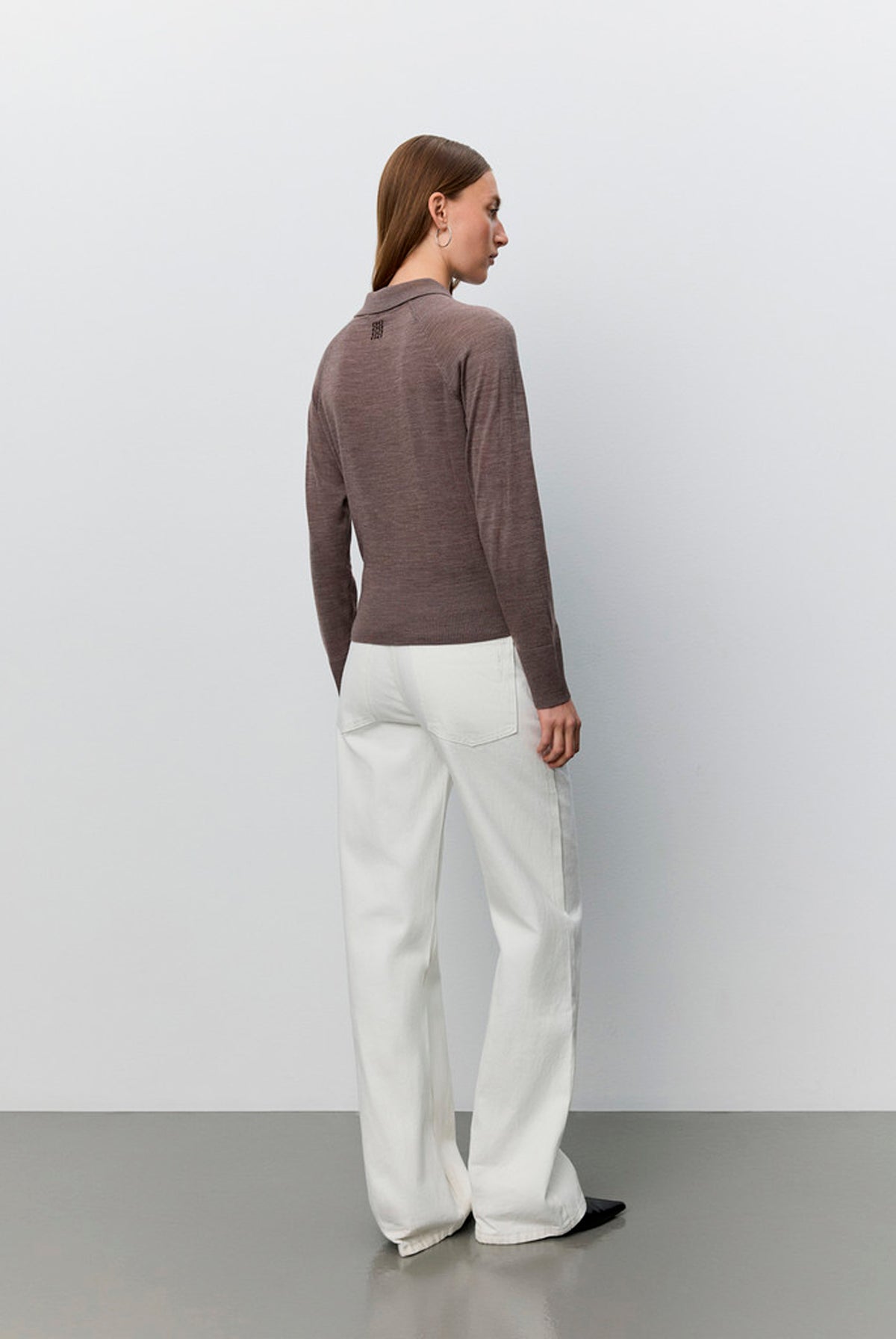 SELENESW KNIT POLO 7071 Brown melange - SNOS761