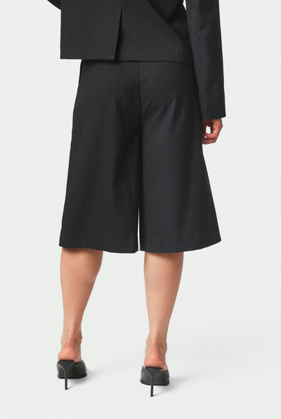 Rima Slim Pinstripe Shorts Dark Navy - 169531 Thumbnail