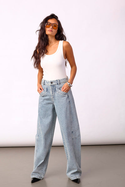 JacksonCC Barrel Jeans 45007-Bleach Denim - 500801 Thumbnail