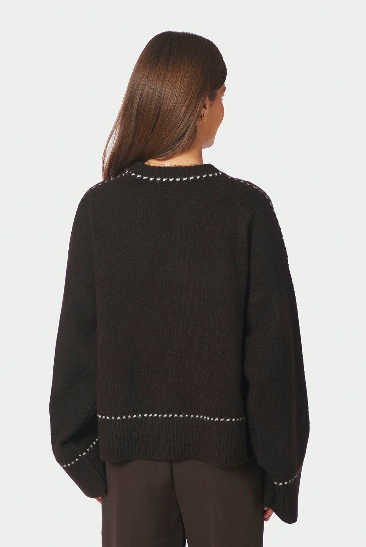 Roeme Knit Stitch Blouse Dark brown - 164818