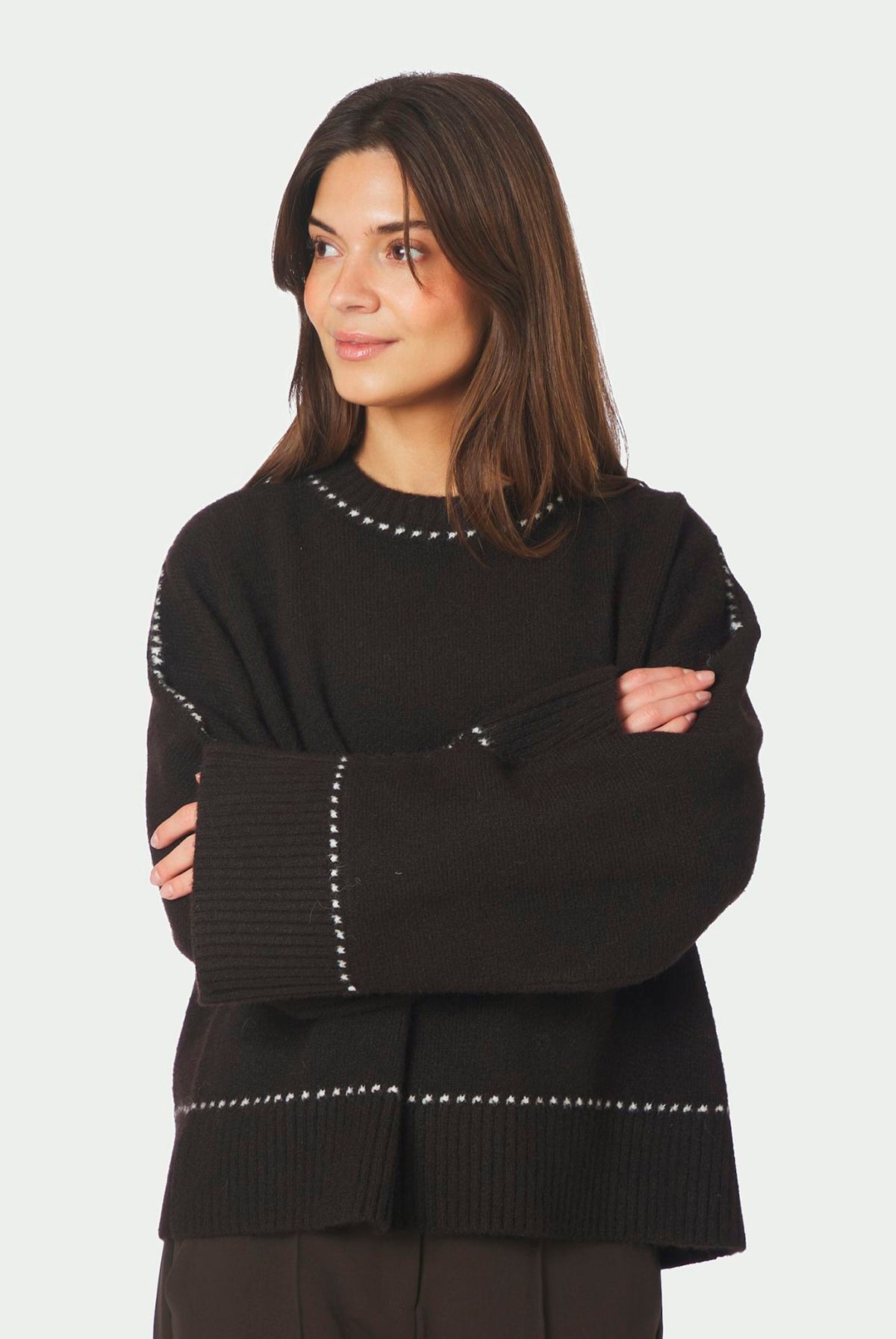 Roeme Knit Stitch Blouse Dark brown - 164818