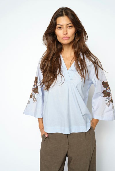 MMAleysa Popli Blouse Skyway - 181100 Thumbnail
