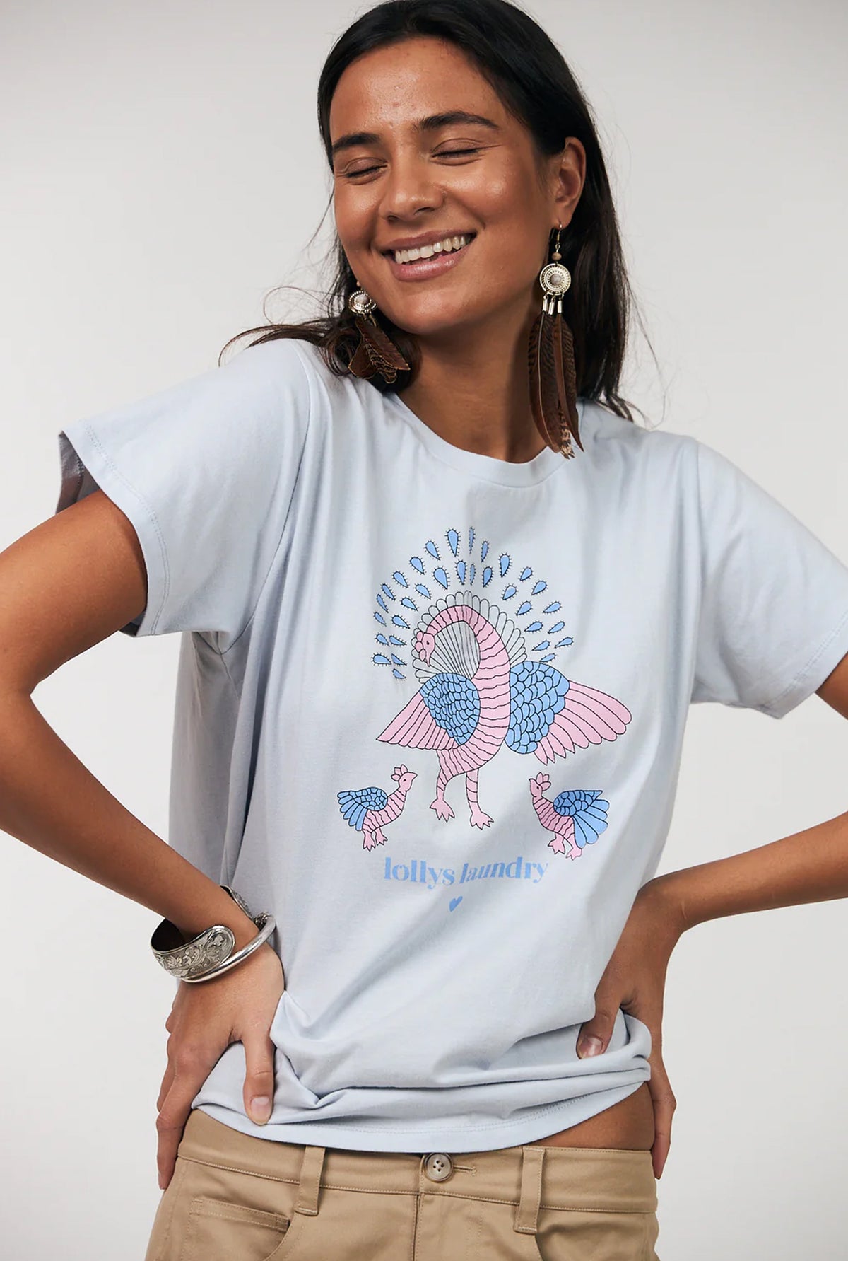 Romall Peacock Tee Ss 22 Light Blue - 26103-1002