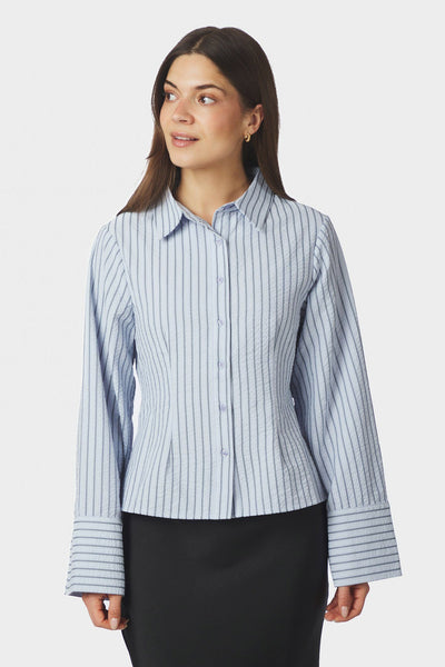Rosa Striped Crepe Shirt Blue - 169301 Thumbnail